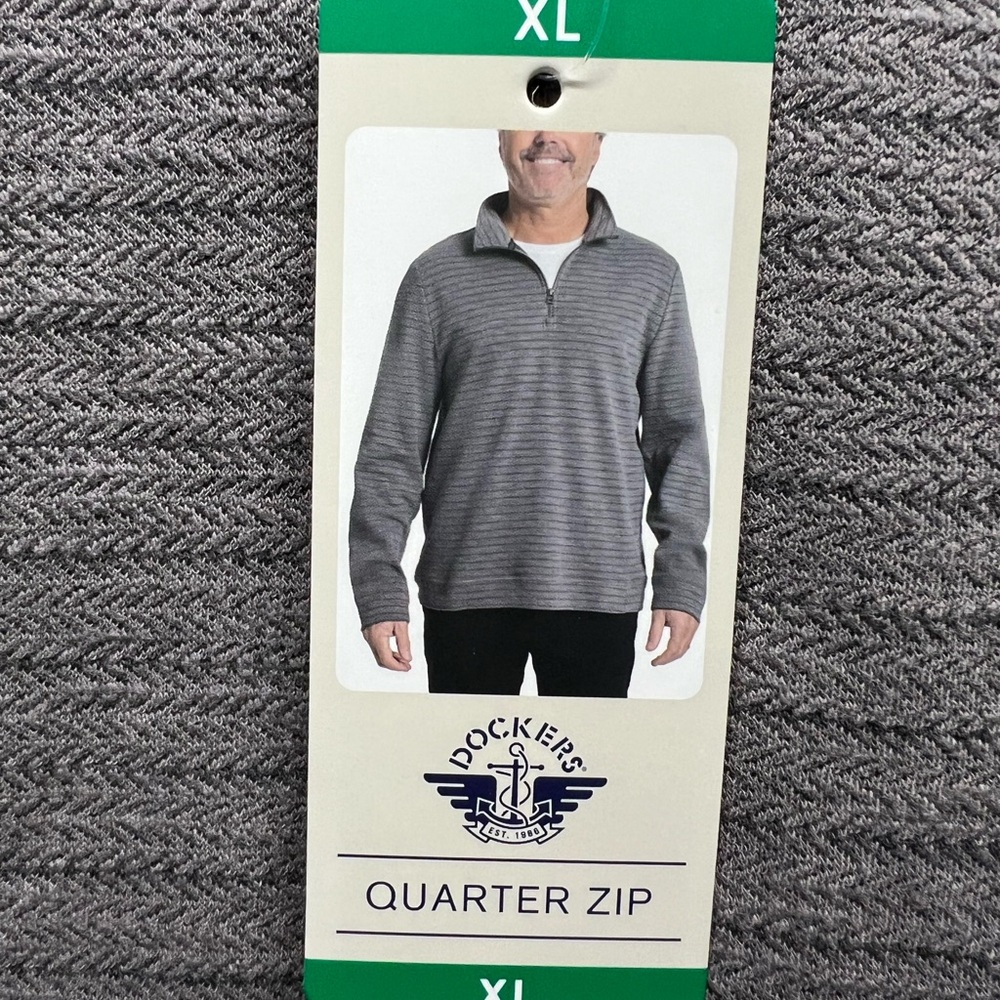 Dockers Men's Striped Gray Quarter Zip-Up Shirt